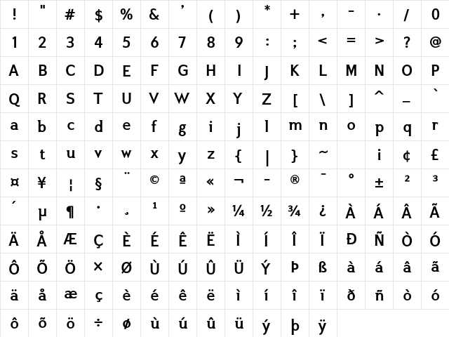 Ikarius ADF No2 Std Bold  glyph index