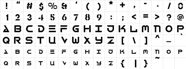 Robotech Complete Regular  glyph index