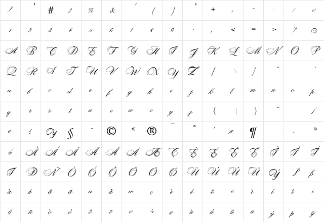 Cecilian Regular  glyph index