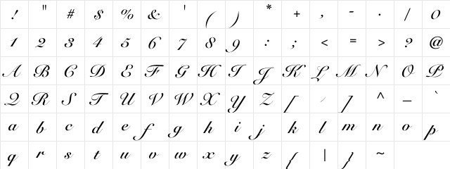 Fleur Bold Regular  glyph index