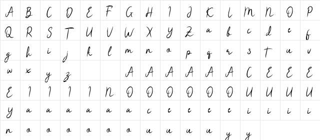 Qailla Gloam Demo Regular  glyph index