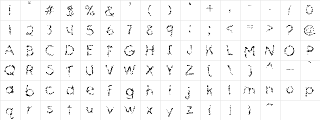 Mascara Mistake Regular  glyph index