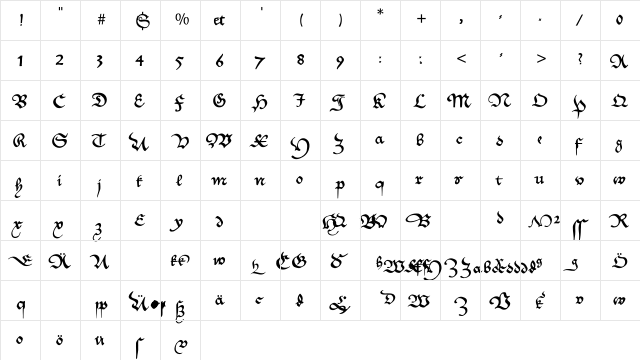 MKantzley Regular  glyph index