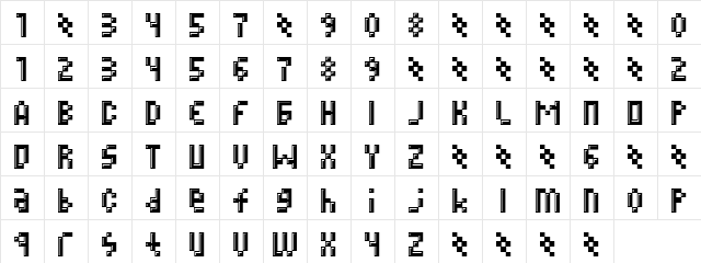 MEGZ Regular  glyph index