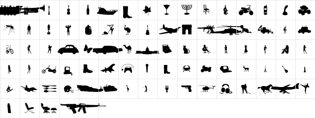 ChaletSilohuettes Medium  glyph index