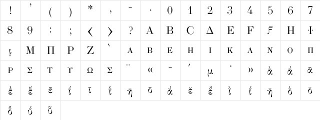 Apla Regular  glyph index