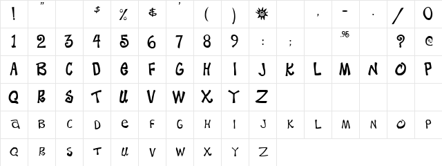 Bermeeliya Tipzoo Regular  glyph index