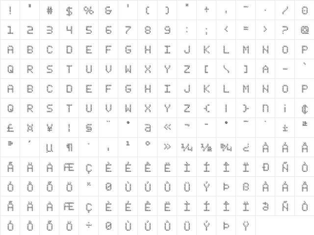 Fanfare Ticker 3D Regular  glyph index