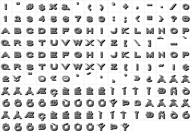 Porter Sans Block Regular  glyph index
