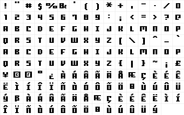 FFF Manager Bold Regular  glyph index