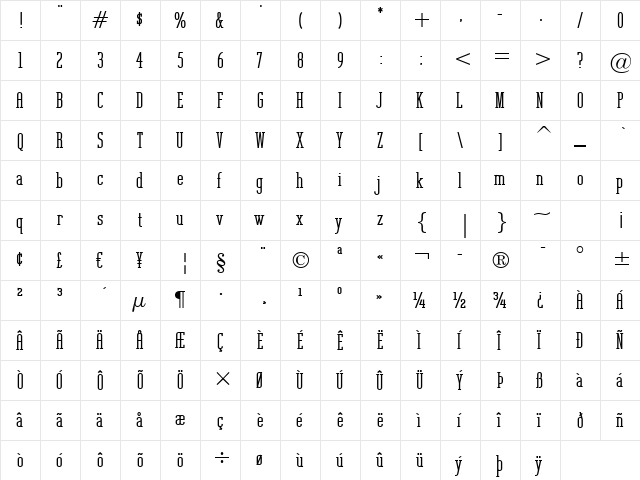 Unknown Caller BTN XBd Regular  glyph index