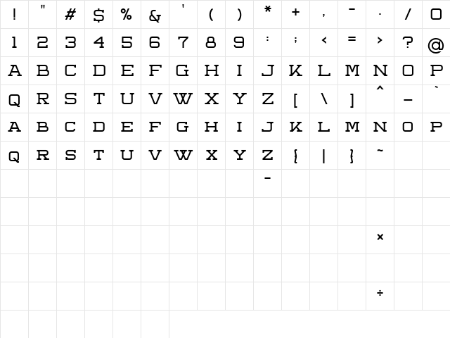 Kane Demo Regular  glyph index