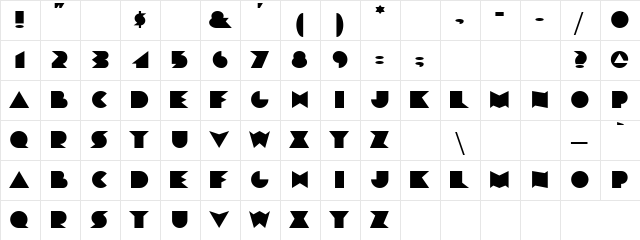 Platue Regular  glyph index