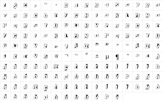 a_Simpler3DTw Regular  glyph index