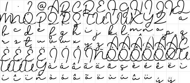 Blesson Regular  glyph index
