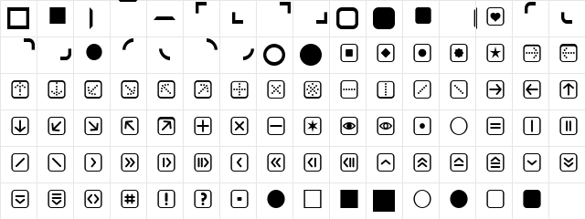 ButtonBonus Regular  glyph index