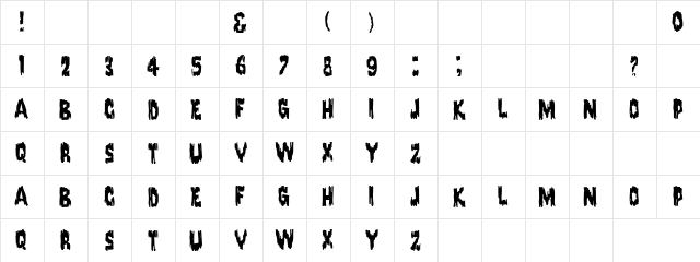 Rusted Type Regular  glyph index