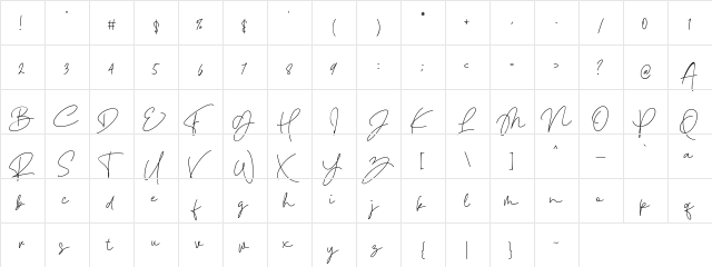 Befront Regular  glyph index