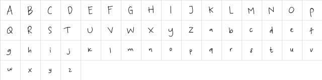 KoalaKumal Handwriting Regular  glyph index