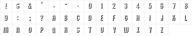 Headley Regular  glyph index