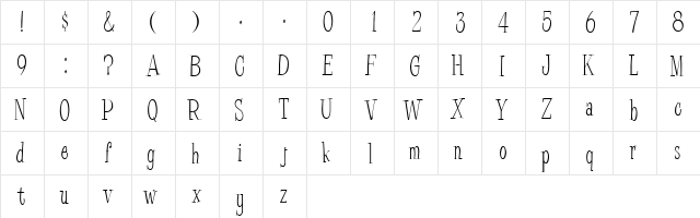 Pine Casual Regular  glyph index