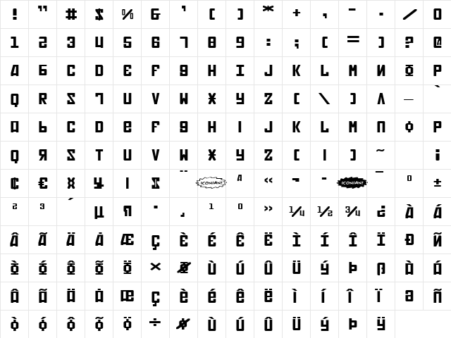 Soviet Expanded Expanded  glyph index