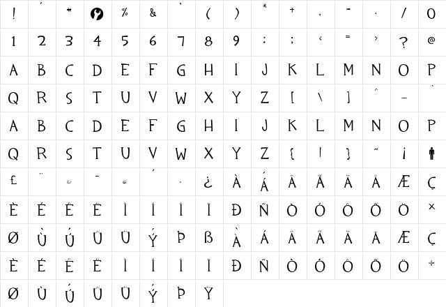 TF2 Regular  glyph index