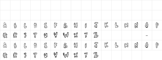 Hairy Hairy Regular  glyph index