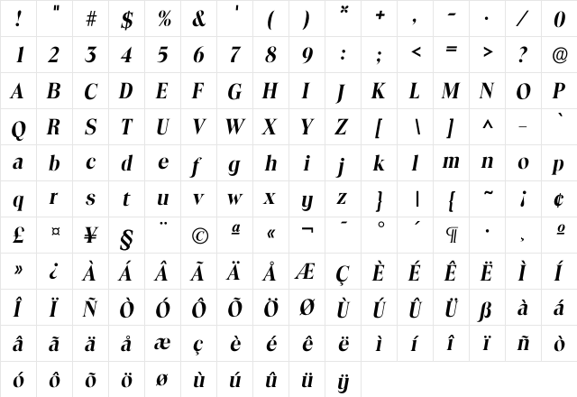 Itoledo DemiBold  glyph index