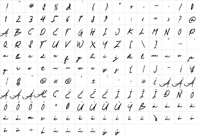 Pentecoste Demo Regular  glyph index