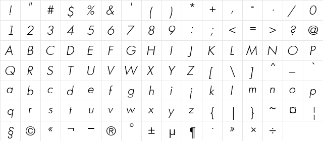 a_FuturicaBs LightItalic  glyph index