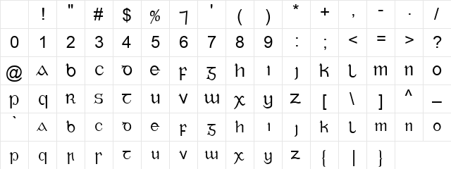 Jhansy Regular  glyph index