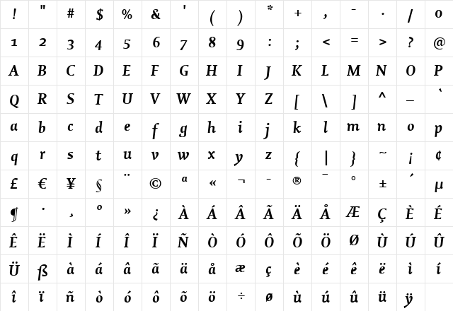 Enigma Regular  glyph index
