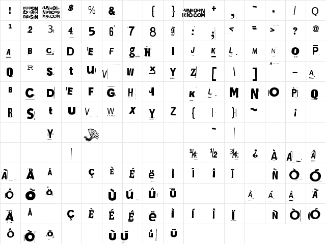 Kuusinollakahdeksan Regular  glyph index