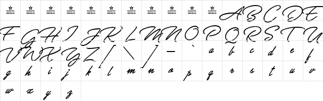 Great Day Bold Personal Use Regular  glyph index