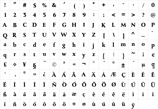 MonktonBold Regular  glyph index