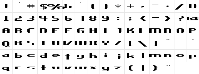 Fallover Regular  glyph index