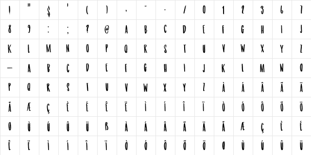 Getaway Car DEMO Regular  glyph index