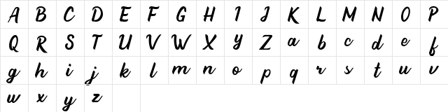 Beathy Regular  glyph index