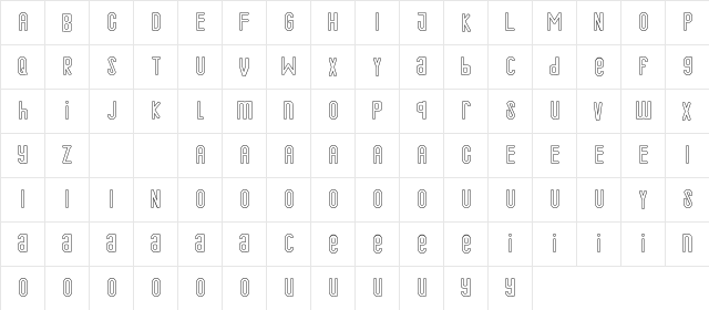 Qalin Demo Outline Regular  glyph index