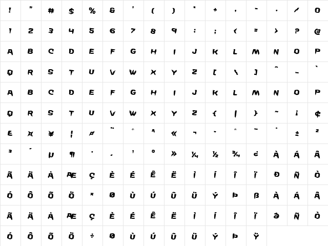 Wicker Man Rotated 2 Regular  glyph index