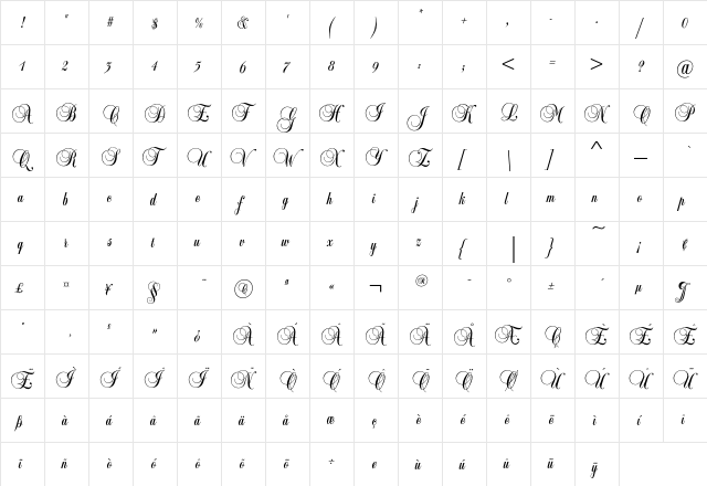 BalmoralEF Regular  glyph index