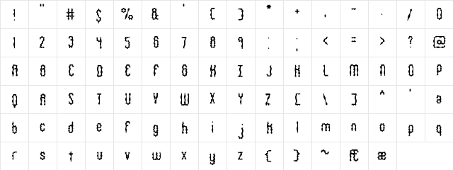 Wiggly Squiggly BRK Regular  glyph index