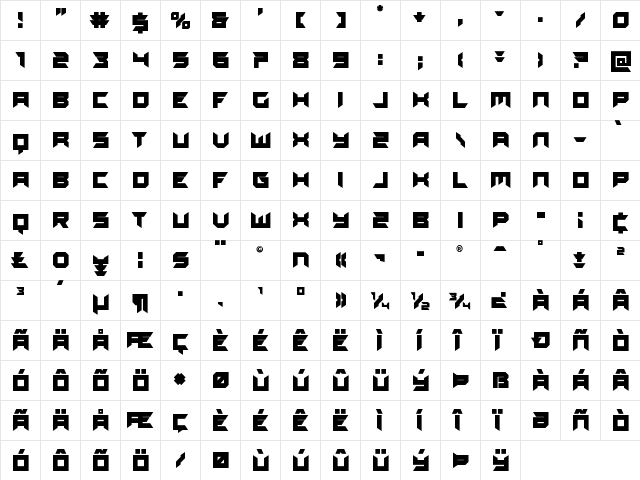 Dagger Dancer Regular  glyph index