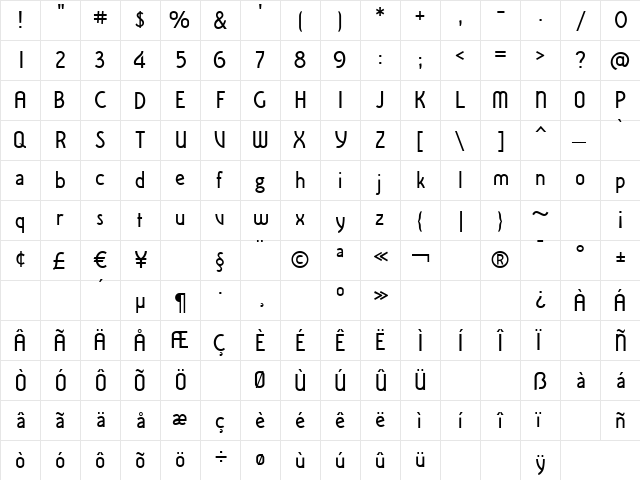 Iru1 Regular  glyph index