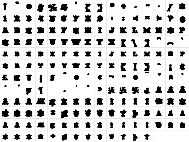 Taqueria Black Fill XL Regular  glyph index