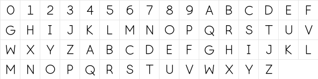 Luna Regular  glyph index