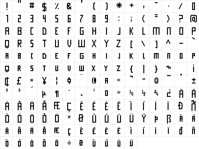 Imagine Slim Extra Regular  glyph index