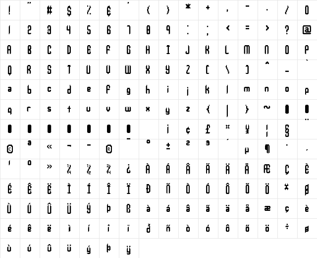 Jupiter Crash BRK Regular  glyph index