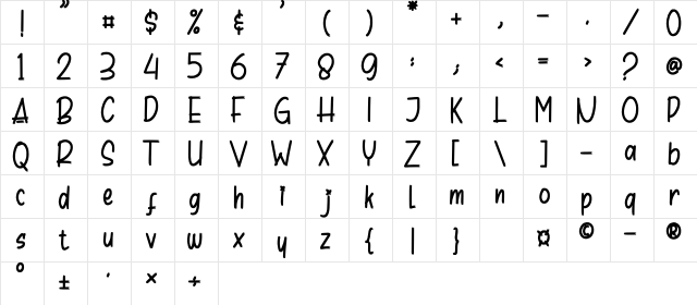Chips Snack_DEMO Regular  glyph index